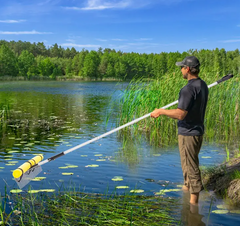 Extended Handle Floating Weed Lake Rake Pond Weed Cutter w/ Foam Floats & Rope